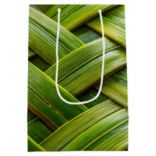 Green Fresh Bamboo Weave  Medium Gift Bag