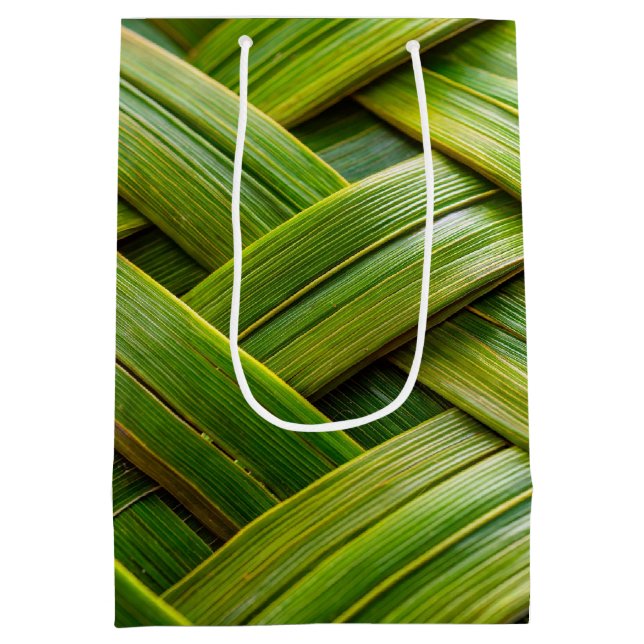 Green Fresh Bamboo Weave  Medium Gift Bag (Back)