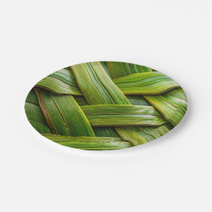 Green Fresh Bamboo Weave  Paper Plate