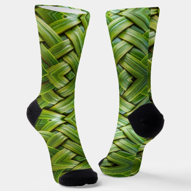 Green Fresh Bamboo Weave  Socks (Angled)