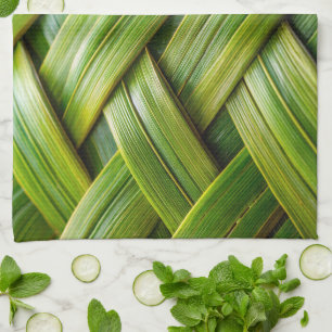 Green Fresh Bamboo Weave  Tea Towel