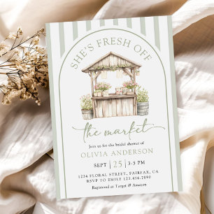 Green Fresh Off The Market Bridal Shower Invitation