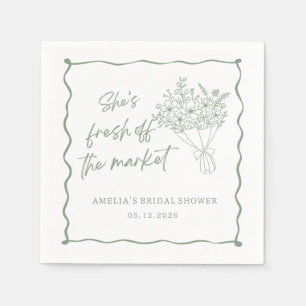 Green Fresh Off the Market Bridal Shower Napkin