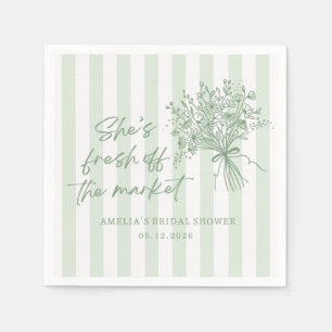 Green Fresh Off the Market Bridal Shower Napkin