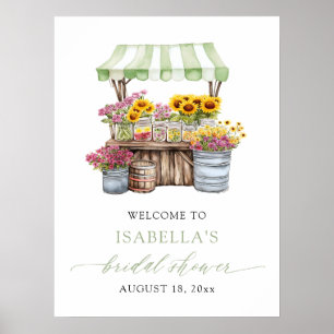 Green Fresh Off the Market Bridal Shower Welcome Poster
