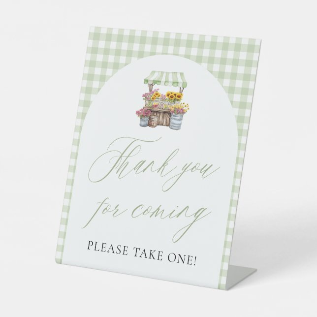 Green Fresh Off The Market Thank you for coming Pedestal Sign (Front)