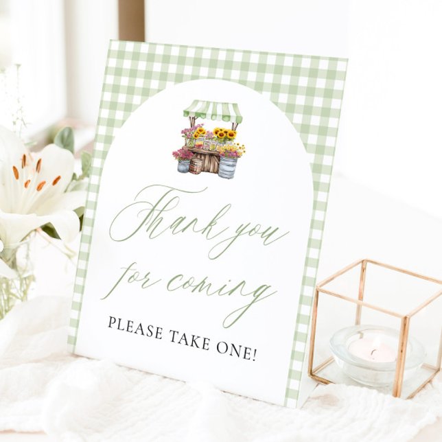 Green Fresh Off The Market Thank you for coming Pedestal Sign (Sage Green Fresh Off The Market Thank you for coming Sign)