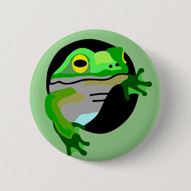 Green Frog   6 Cm Round Badge (Front)