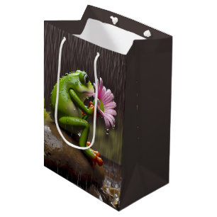 Green Frog And Daisy Birthday Medium Gift Bag