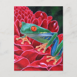 Green Frog Animal Art Painting - Multi Postcard