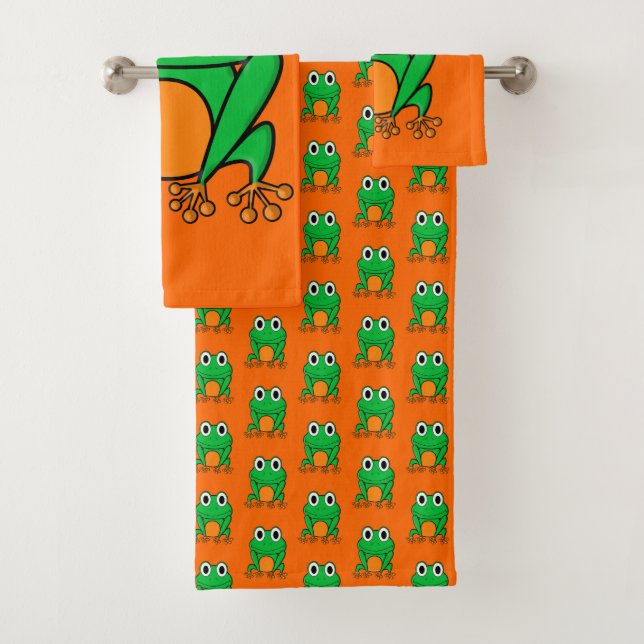Green frog bath towel set (Insitu)