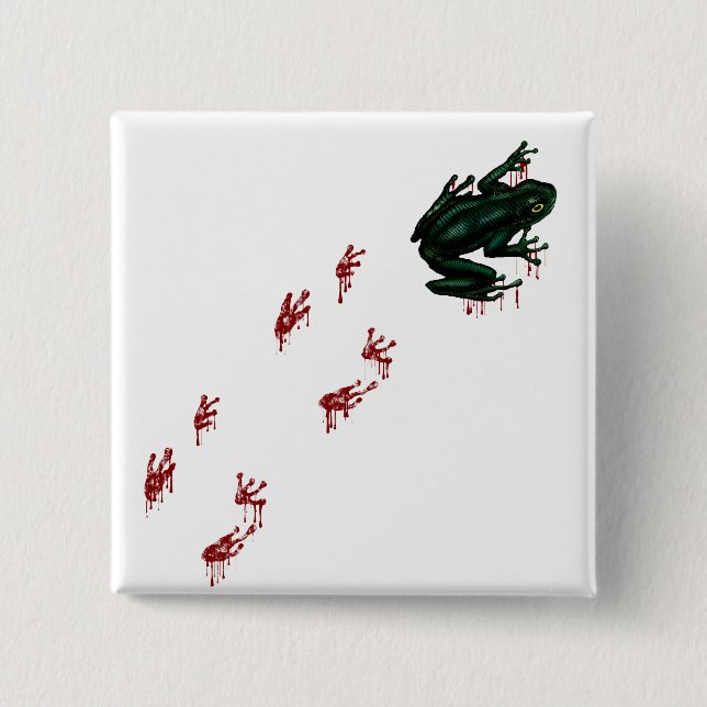 Green Frog Blood Footprints Goth Amphibian 15 Cm Square Badge (Front)