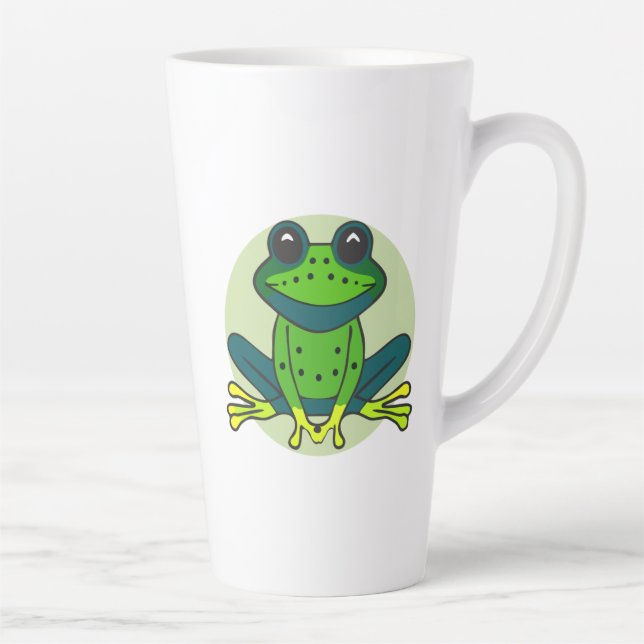 Green Frog Cartoon Latte Mug (Right)