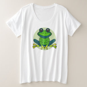 Green Frog Cartoon Plus Size T-Shirt