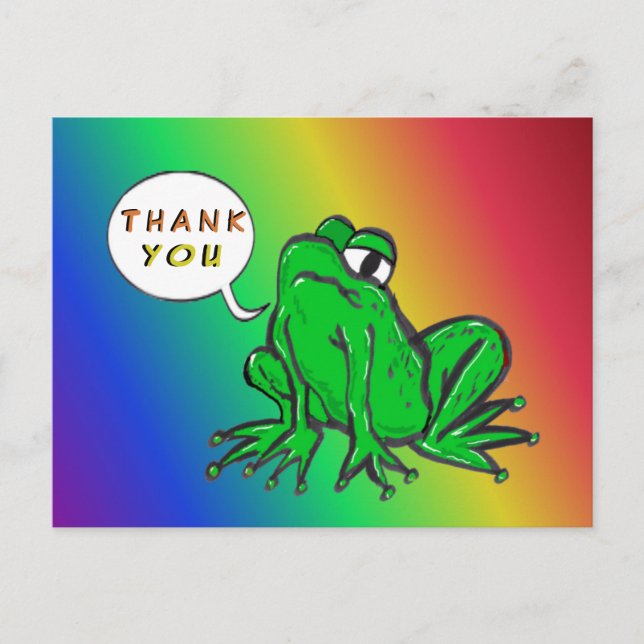 Green Frog Cartoon THANK YOU Postcard (Front)