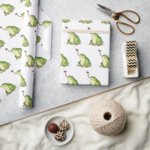 Green Frog Catching a Fly Wrapping Paper