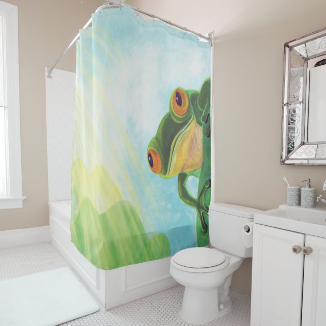 Green Frog catching some rays  Shower Curtain (In Situ)