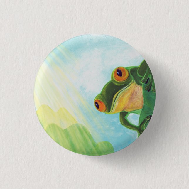 Green Frog catching sunrays   3 Cm Round Badge (Front)