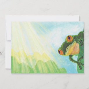Green Frog catching sunrays  Invitation