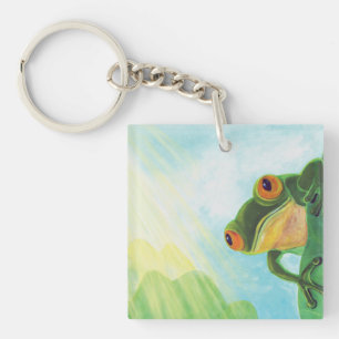 Green Frog catching sunrays  Key Ring