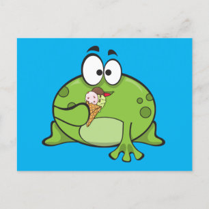Green Frog Eating Ice Cream Cone  Postcard