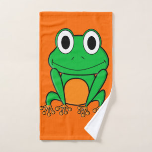 Green frog hand towel