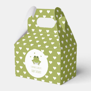 Green Frog Hearts Name Baby Shower Favour Box