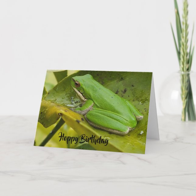 Green Frog Hoppy Birthday Card (Front)