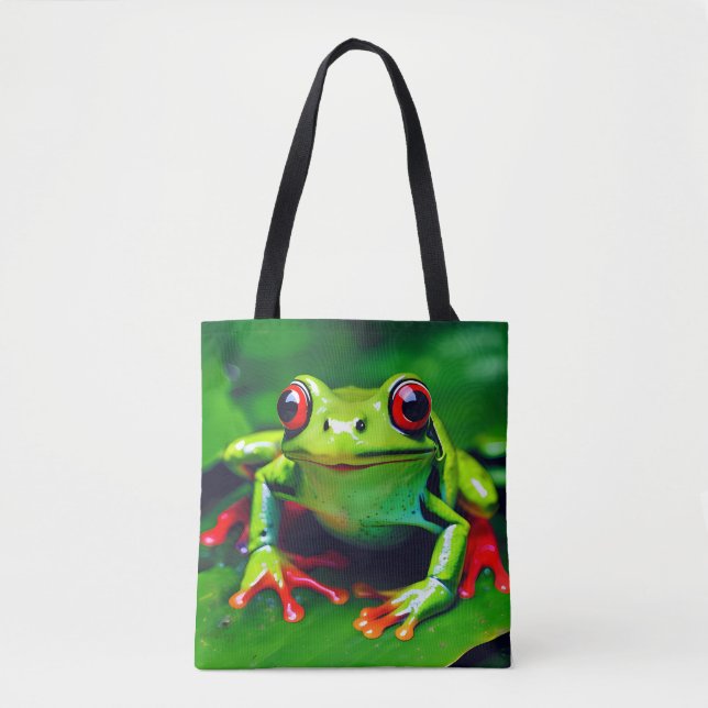 Green Frog in Tropical Jungle Tote (Front)