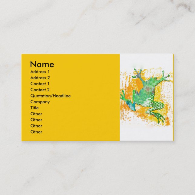 Green Frog Jumping Business Card (Front)
