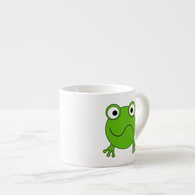 Green Frog. Looking confused. Espresso Cup (Front Right)