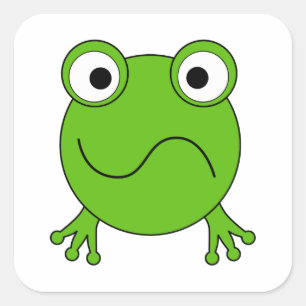 Green Frog. Looking confused. Square Sticker