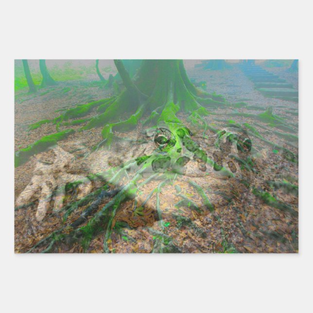 Green Frog Mossy Frog Wrapping Paper Sheet (Front)