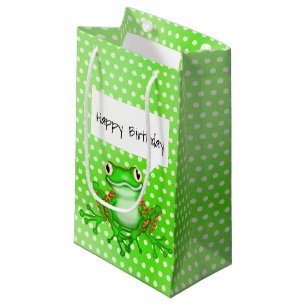 Green Frog on Polka Dots Small Gift Bag
