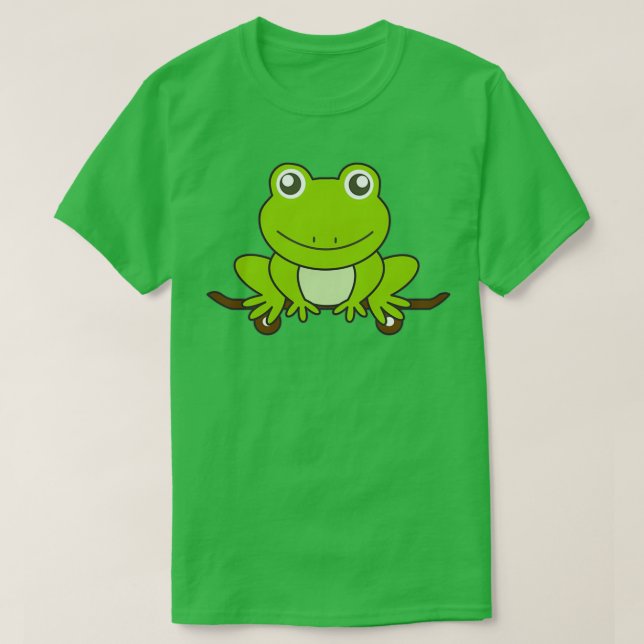 Green Frog On Skateboard Funny Animal T-Shirt (Design Front)