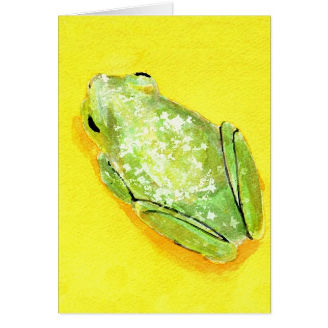 Green frog on yellow background watercolour (Front)