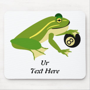 Green Frog Palming an Eight Ball Mouse Pad