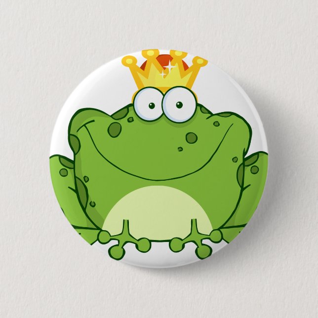 Green Frog Prince Cartoon Character 6 Cm Round Badge (Front)