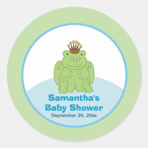 Green Frog Prince Round Custom Favour Sticker