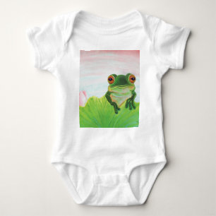 Green Frog Relaxing in the pond  Baby Bodysuit