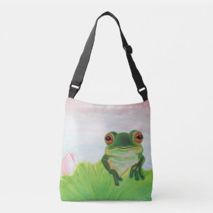 Green Frog Relaxing in the pond  Crossbody Bag