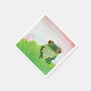 Green Frog Relaxing in the pond Napkin