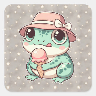 Green Frog Square Sticker