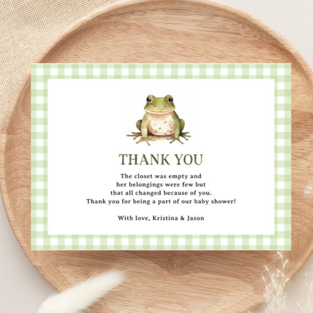 Green Frog Theme Baby Shower Thank You Card (Creator Uploaded)
