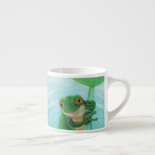 Green Frog under Lily Pad   Espresso Cup
