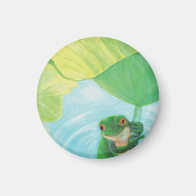 Green Frog under Lily Pad   Magnet (Front)
