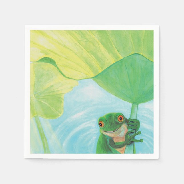 Green Frog under Lily Pad   Napkin (Front)