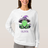 Green Frog Wearing Purple Witch Hat