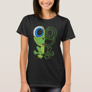 Green frog with big eyes animal motif with toad T-Shirt