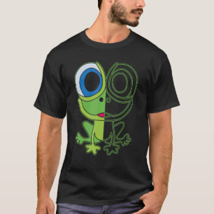 Green frog with big eyes animal motif with toad T-Shirt